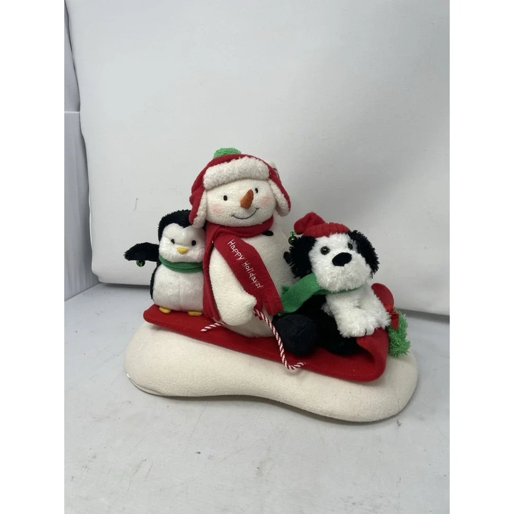Hallmark Sleigh Ride Jingle Pals Plush Snowman Penguin Dog Animated‎ Sings 2007
